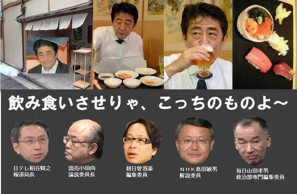 安倍政権と寿司メディアの癒着！市民に見放されたフジテレビの末路